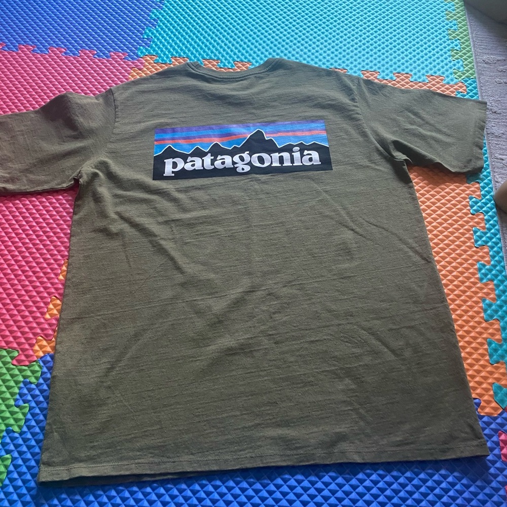 Patagonia Forest Green Short Sleeve Tee regular fit size M - Picture 6 of 9